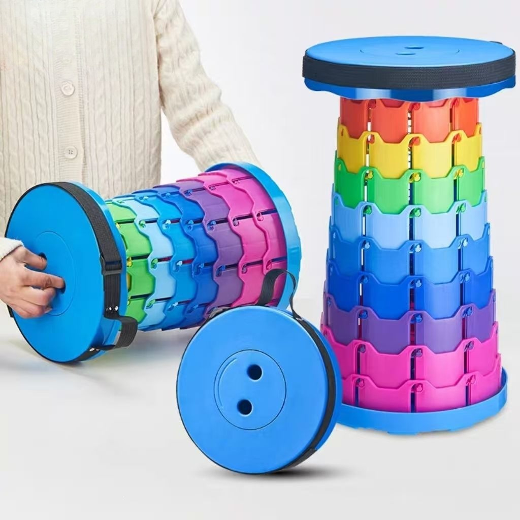 Outdoor Furniture Set - Sgabello da Campeggio Telescopico Arcobaleno, Pieghevole