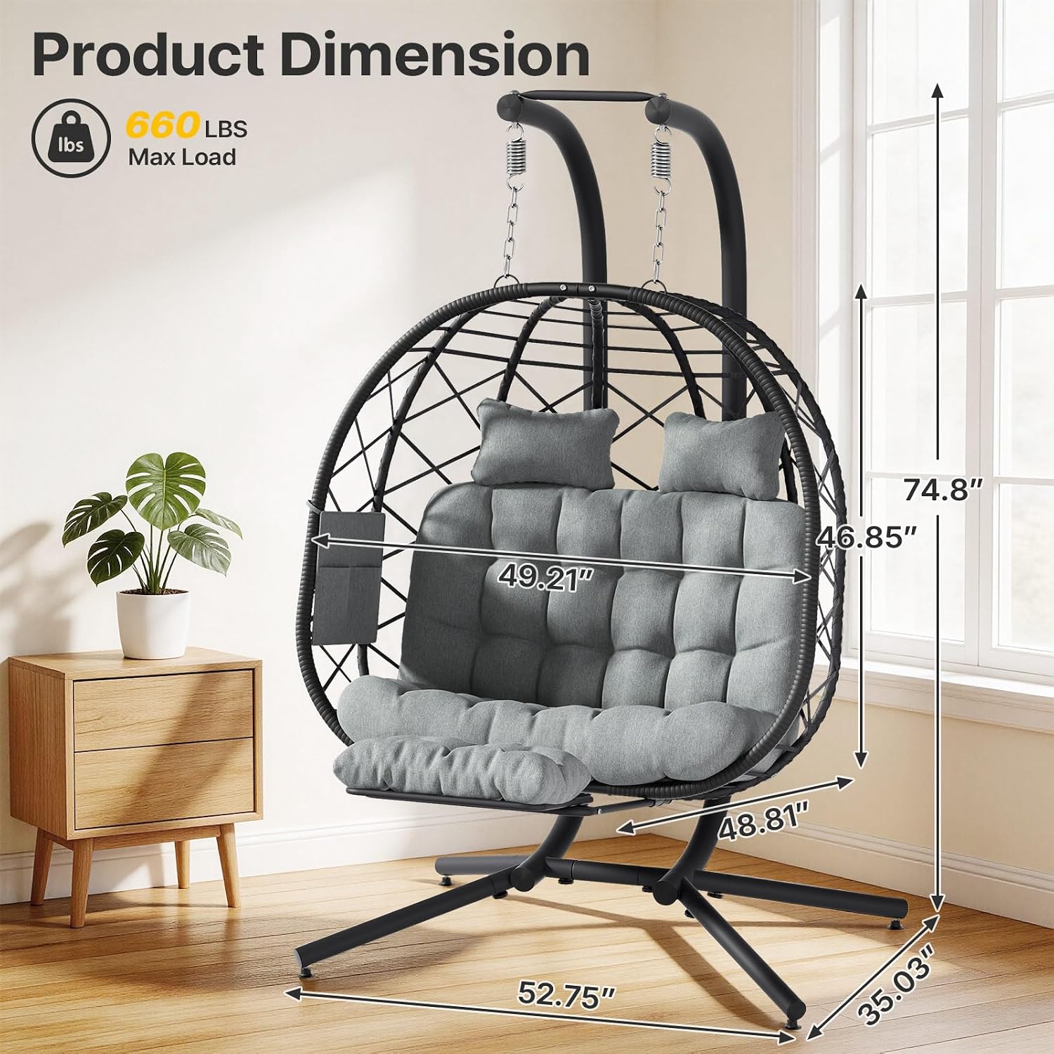 Sedia a dondolo a uovo doppia  - Hanging Egg Chair recensione e prezzo