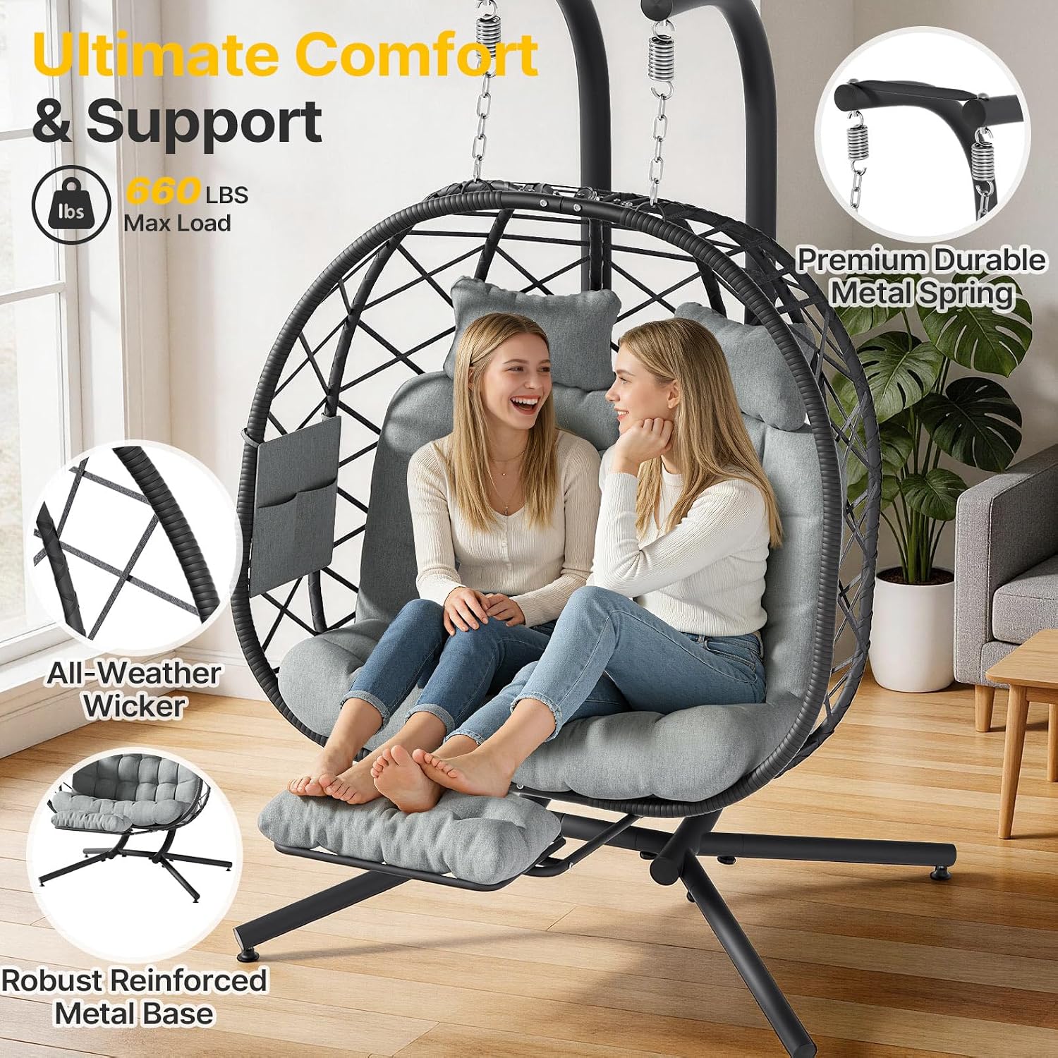 Sedia a dondolo a uovo doppia  - Hanging Egg Chair recensione e prezzo